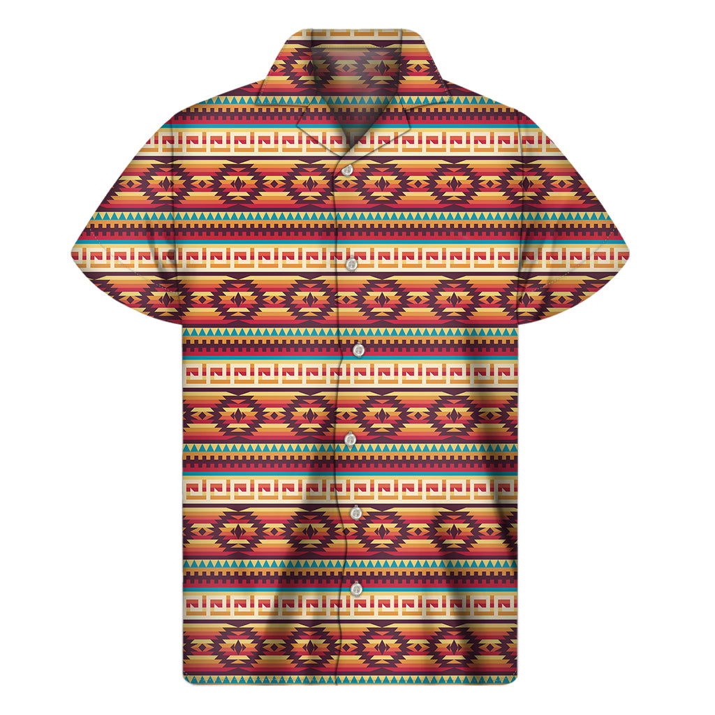 Native Inspired Pattern Print Men's Short Sleeve Shirt