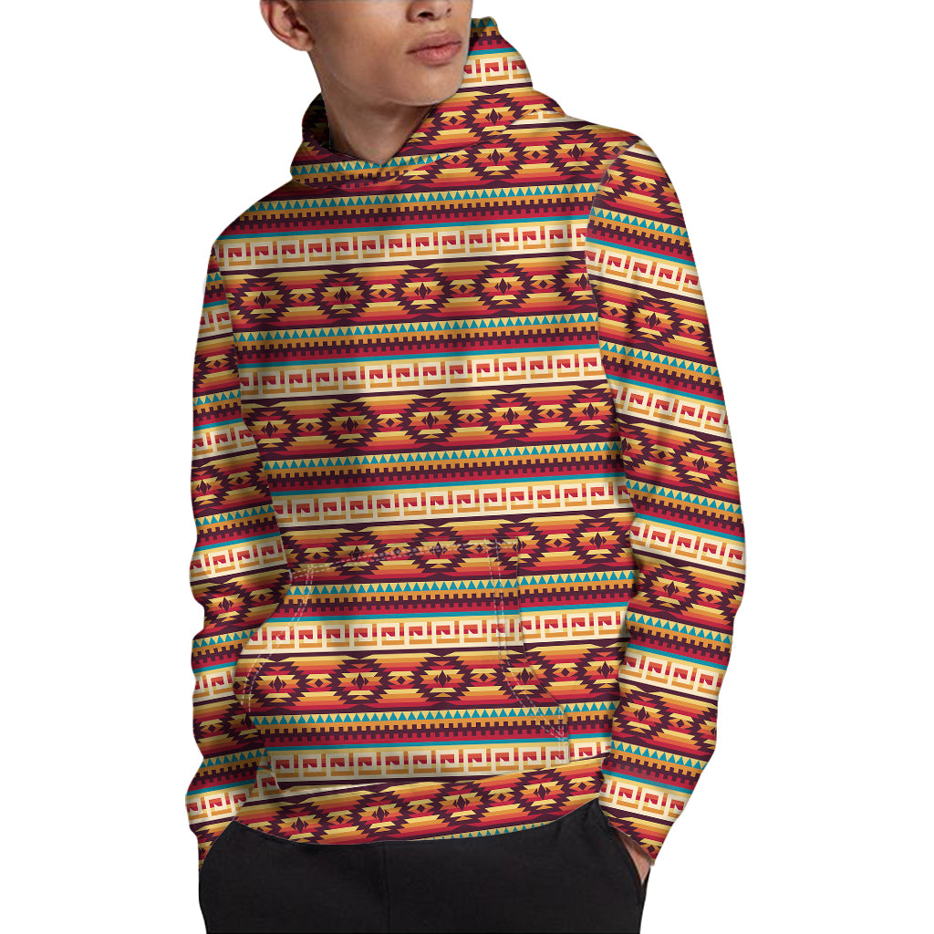 Native Inspired Pattern Print Pullover Hoodie