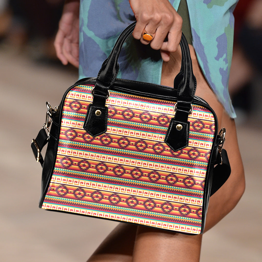 Native Inspired Pattern Print Shoulder Handbag