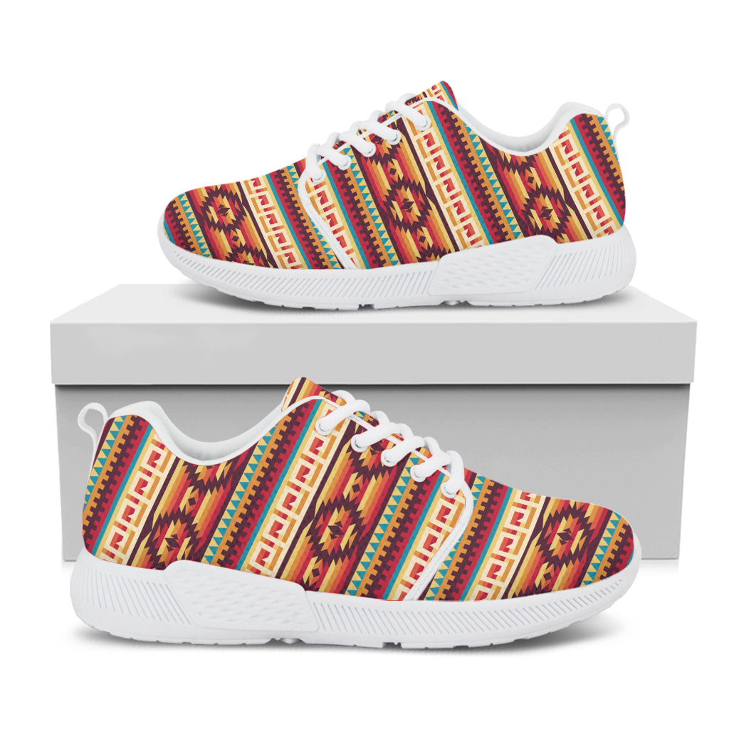 Native Inspired Pattern Print White Athletic Shoes