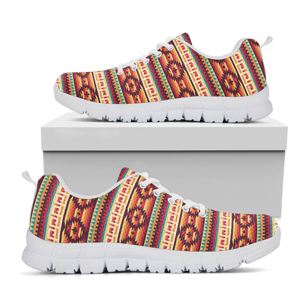 Native Inspired Pattern Print White Sneakers