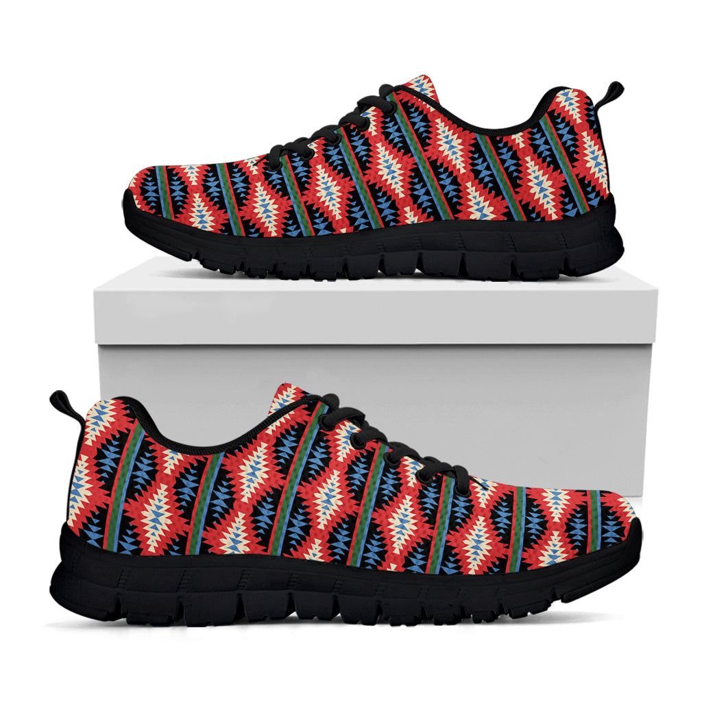 Native Navajo Pattern Print Black Sneakers
