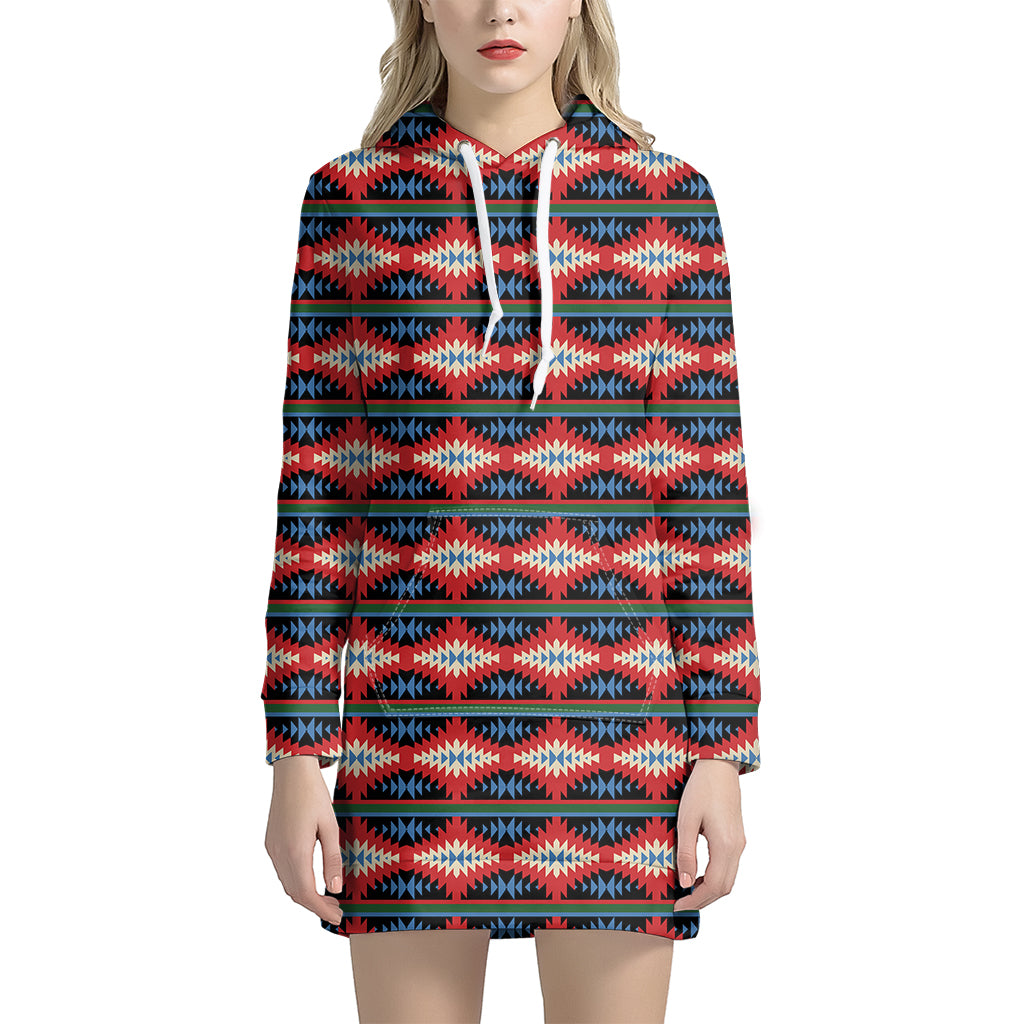 Native Navajo Pattern Print Women's Pullover Hoodie Dress
