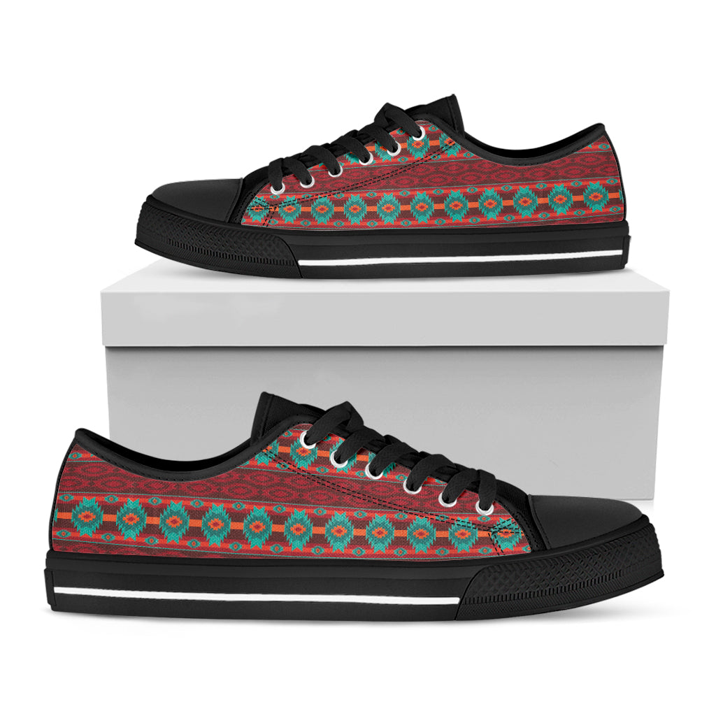 Native Southwestern Pattern Print Black Low Top Shoes