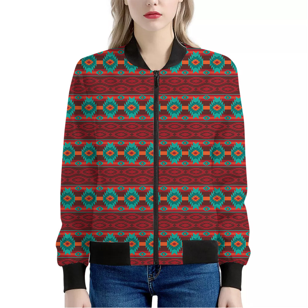 Native Southwestern Pattern Print Women's Bomber Jacket