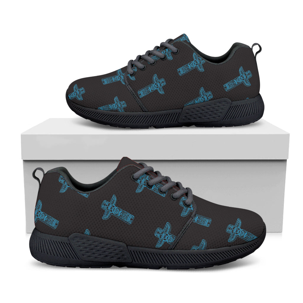 Native Totem Pattern Print Black Athletic Shoes