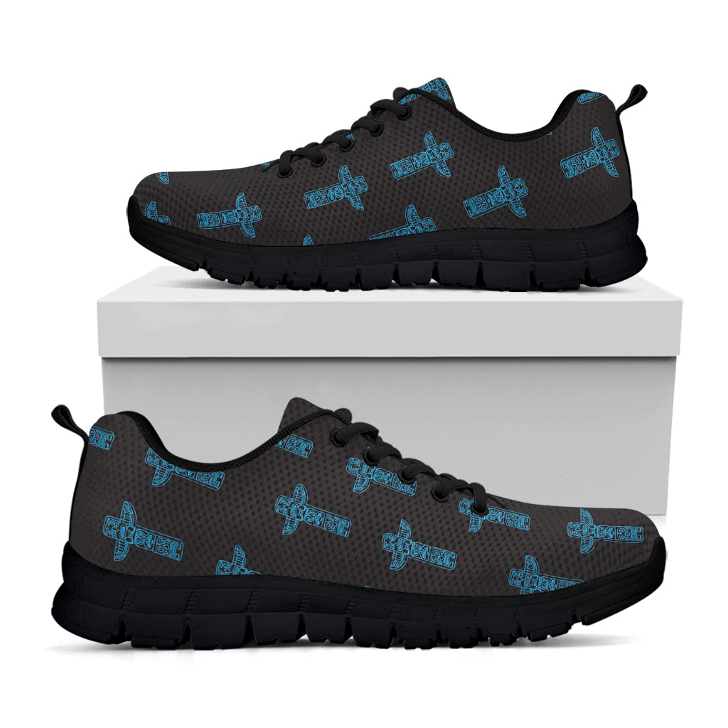 Native Totem Pattern Print Black Sneakers