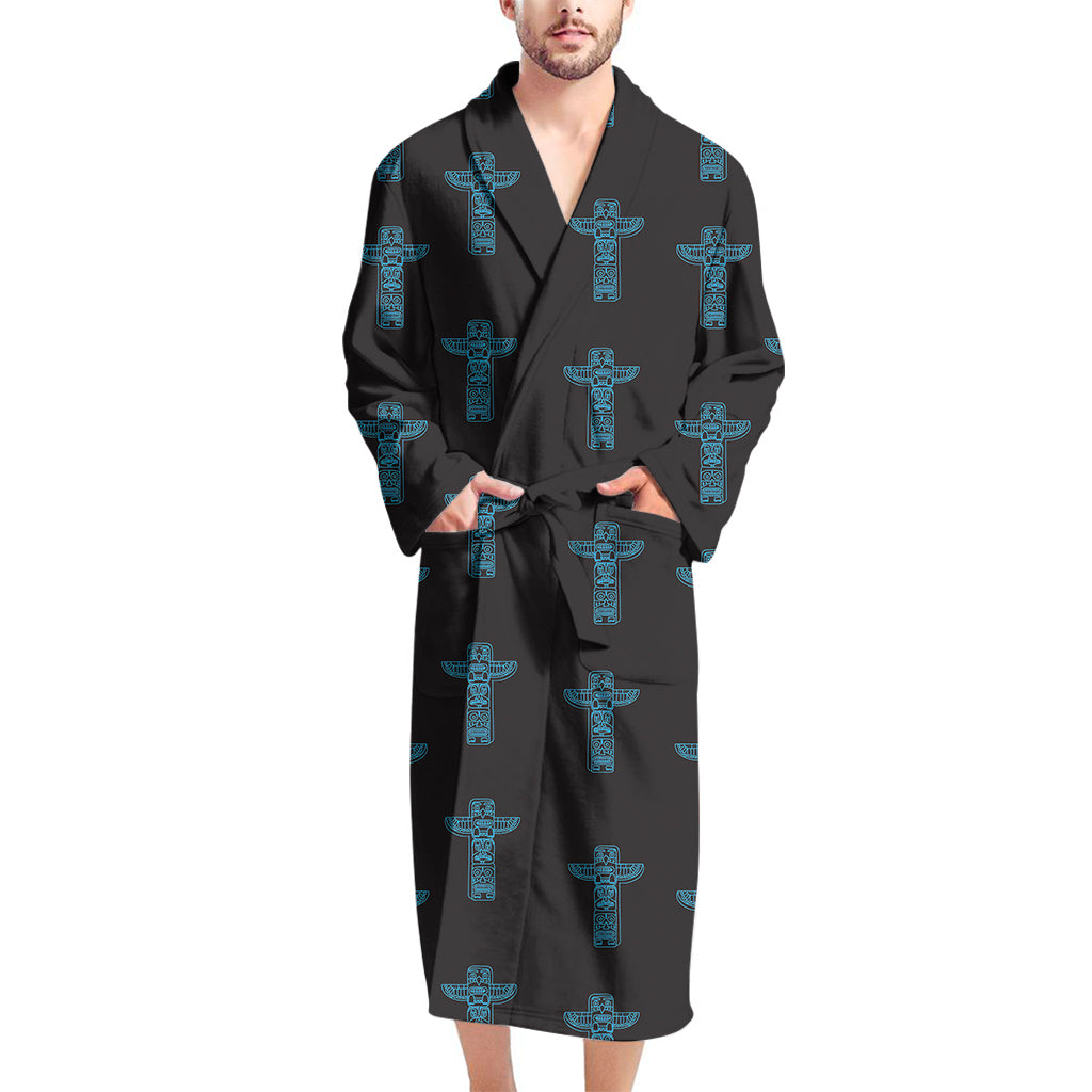 Native Totem Pattern Print Men's Bathrobe