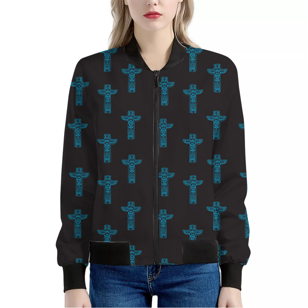 Native Totem Pattern Print Women's Bomber Jacket