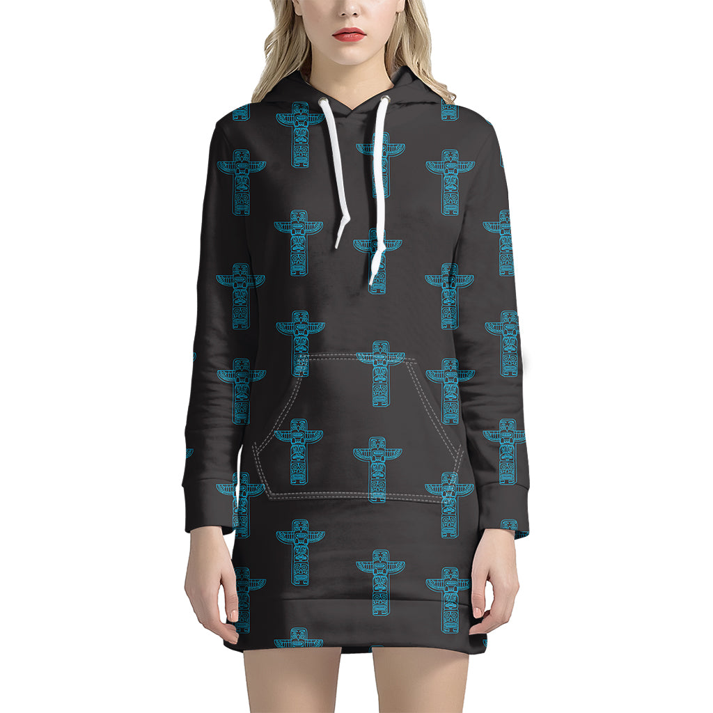 Native Totem Pattern Print Women's Pullover Hoodie Dress