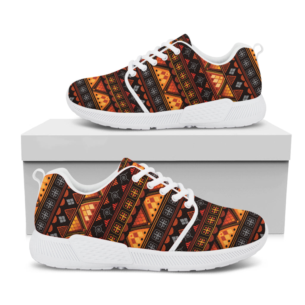 Native Tribal African Pattern Print White Athletic Shoes