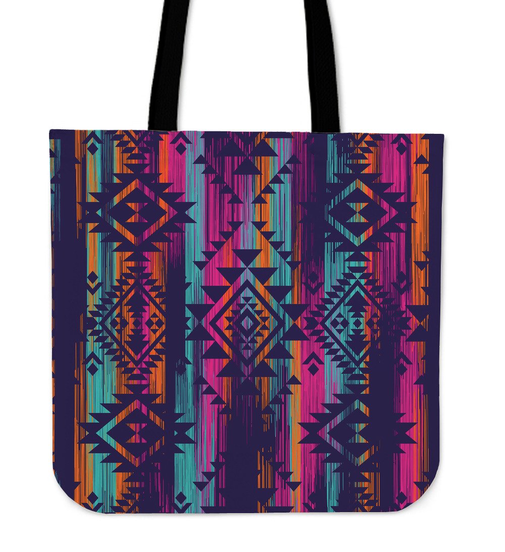 Native Tribal Aztec Pattern Print Canvas Tote Bag