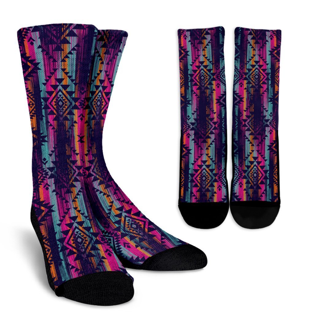 Native Tribal Aztec Pattern Print Crew Socks