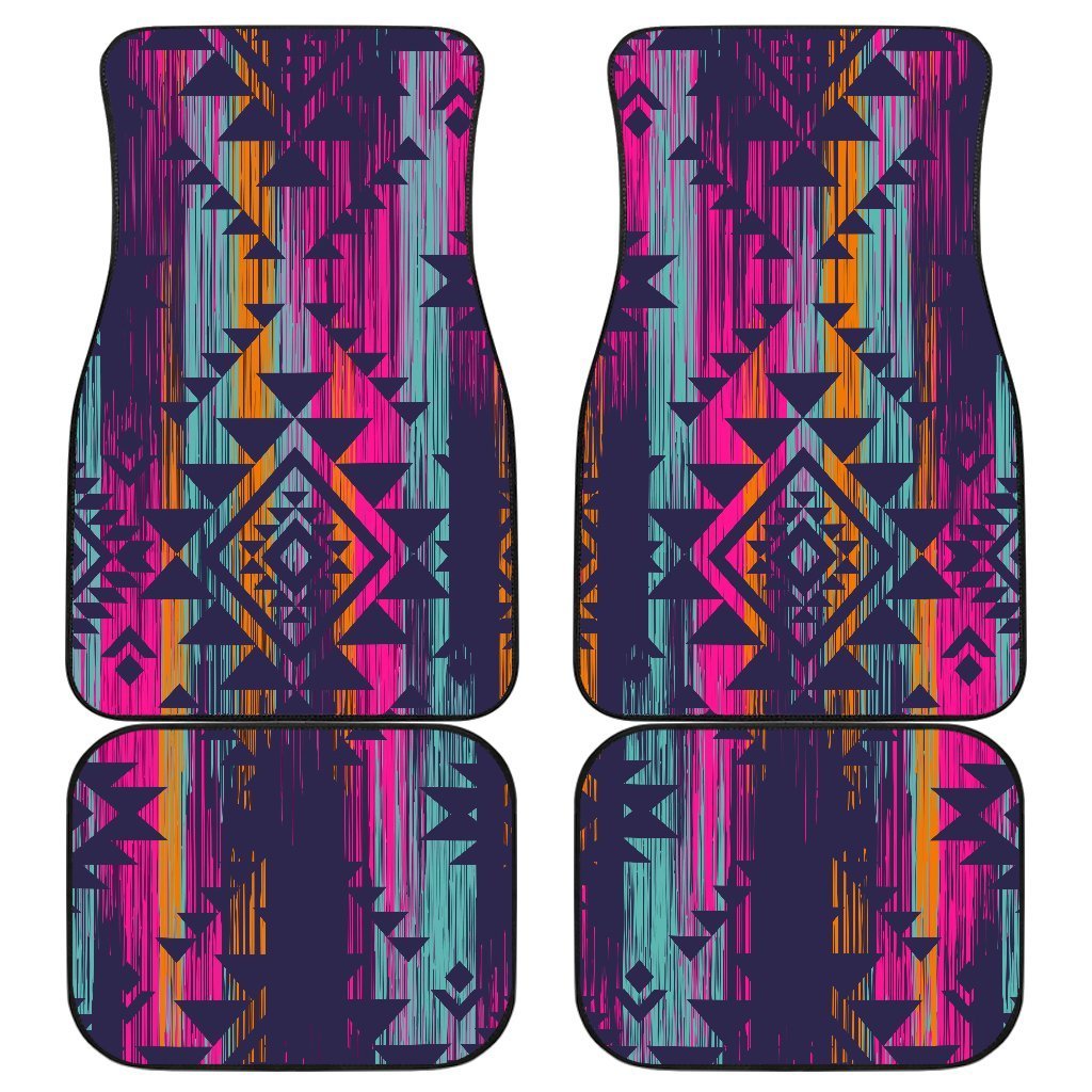 Native Tribal Aztec Pattern Print Front and Back Car Floor Mats