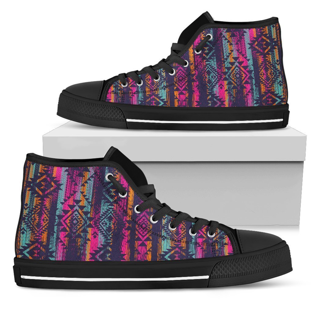 Native Tribal Aztec Pattern Print Men's High Top Shoes