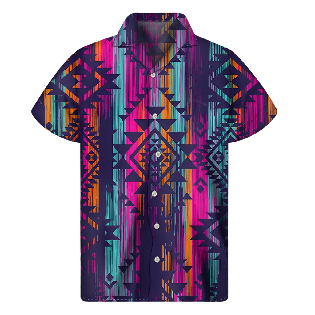 Native Tribal Aztec Pattern Print Men's Short Sleeve Shirt