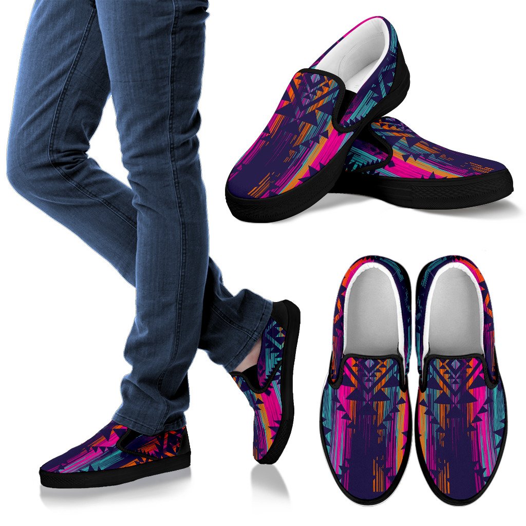 Native Tribal Aztec Pattern Print Men's Slip On Shoes