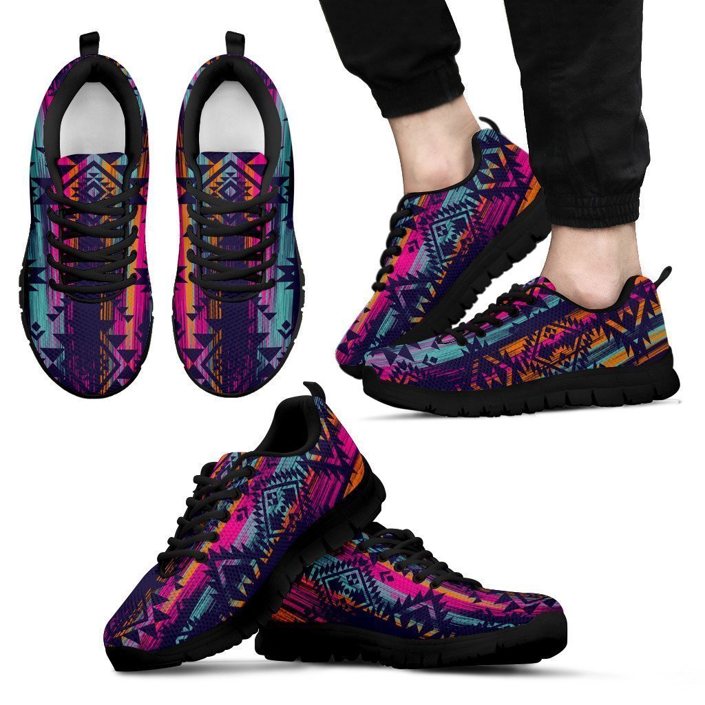 Native Tribal Aztec Pattern Print Men's Sneakers