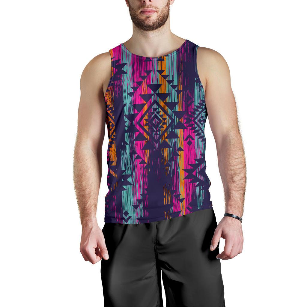 Native Tribal Aztec Pattern Print Men's Tank Top