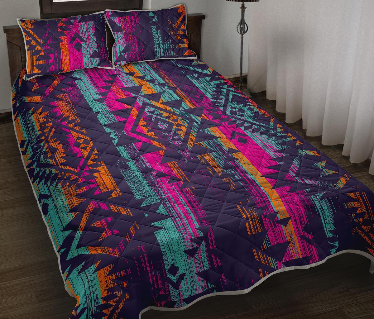 Native Tribal Aztec Pattern Print Quilt Bed Set