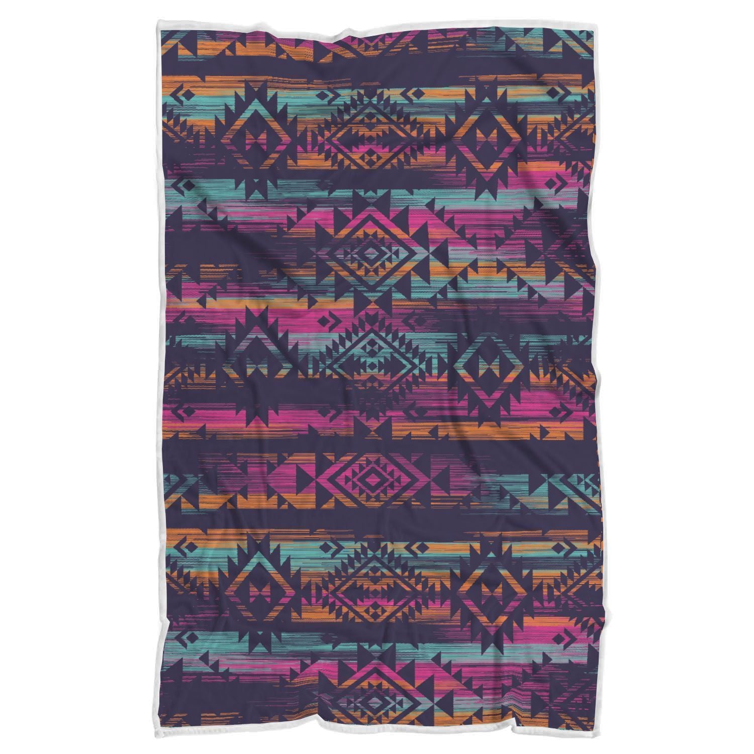 Native Tribal Aztec Pattern Print Sherpa Blanket