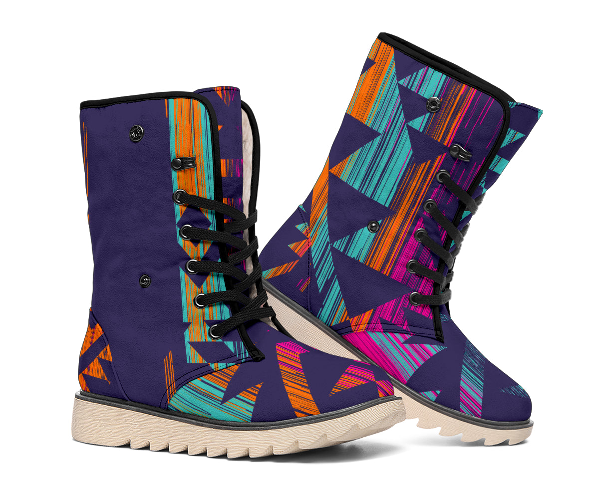 Native Tribal Aztec Pattern Print Winter Boots