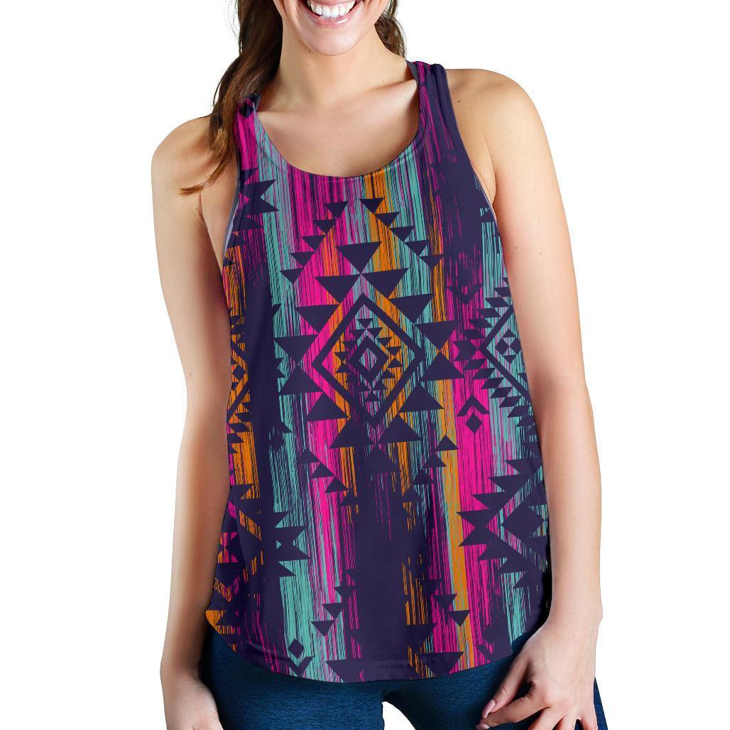 Native Tribal Aztec Pattern Print Women's Racerback Tank Top