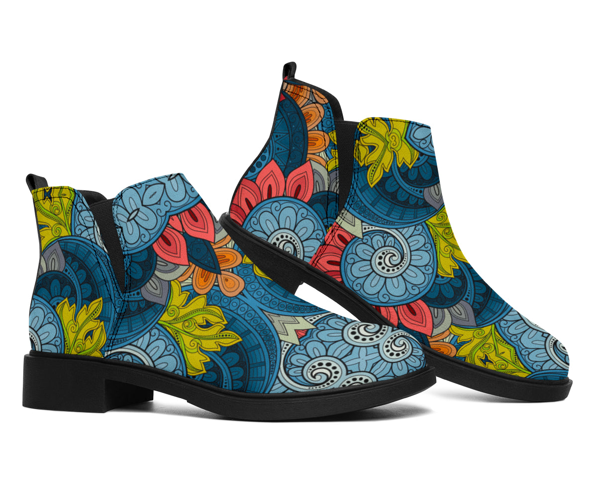 Native Tribal Bohemian Pattern Print Flat Ankle Boots