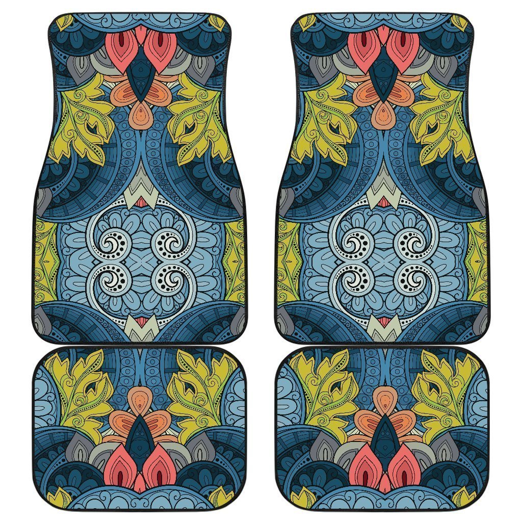 Native Tribal Bohemian Pattern Print Front and Back Car Floor Mats