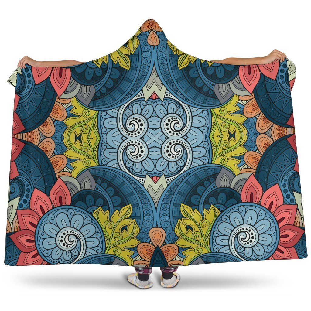 Native Tribal Bohemian Pattern Print Hooded Blanket