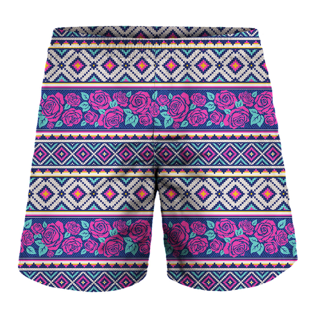 Native Tribal Ethnic Rose Pattern Print Men's Shorts