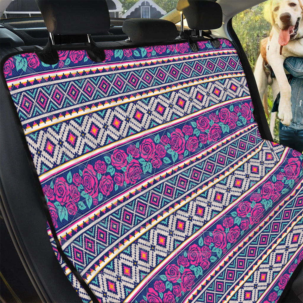 Native Tribal Ethnic Rose Pattern Print Pet Car Back Seat Cover