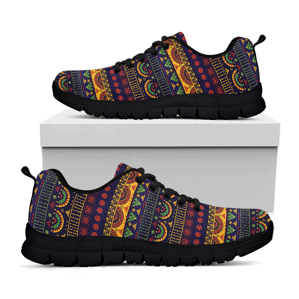 Native Tribal Indian Pattern Print Black Sneakers