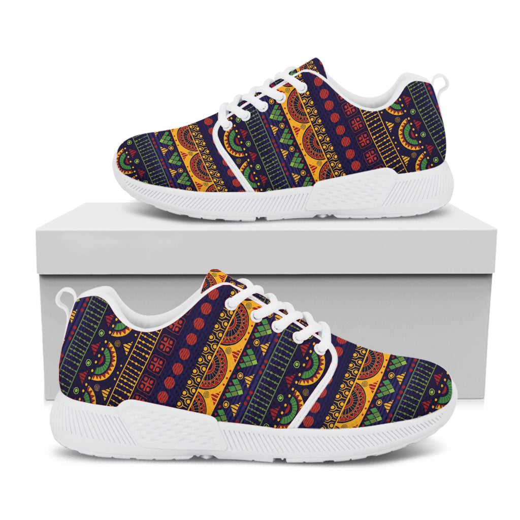 Native Tribal Indian Pattern Print White Athletic Shoes