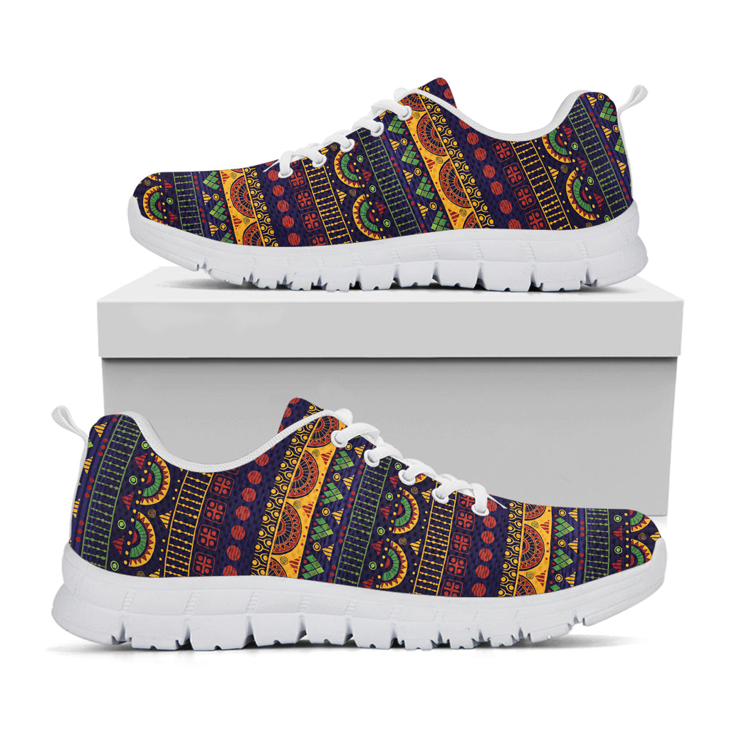 Native Tribal Indian Pattern Print White Sneakers