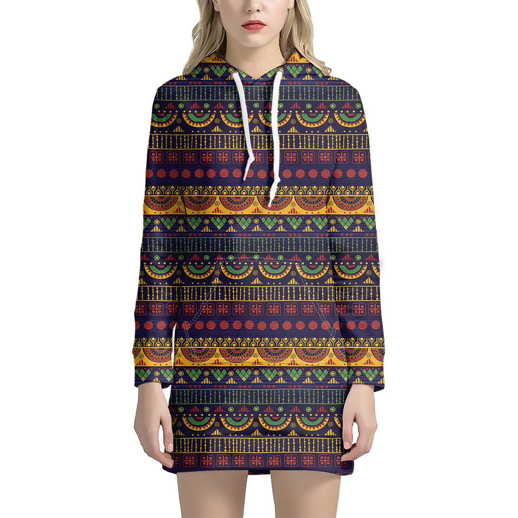 Native Tribal Indian Pattern Print Women's Pullover Hoodie Dress