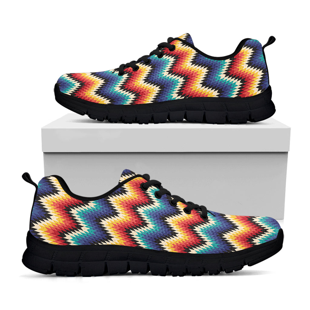 Native Tribal Inspired Pattern Print Black Sneakers