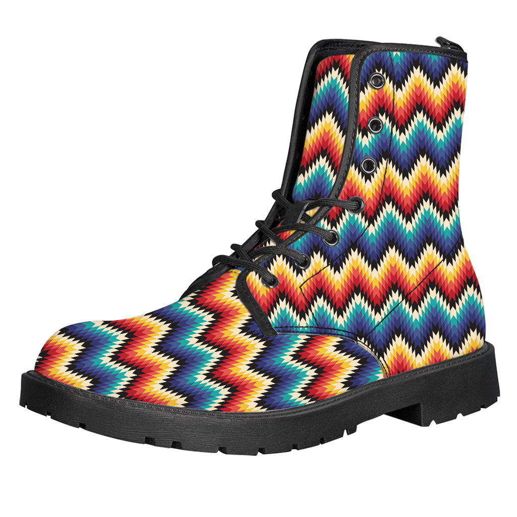 Native Tribal Inspired Pattern Print Leather Boots