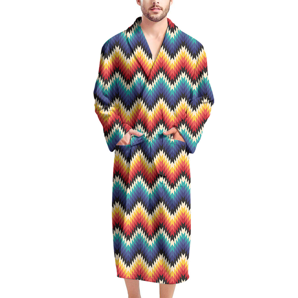 Native Tribal Inspired Pattern Print Men's Bathrobe