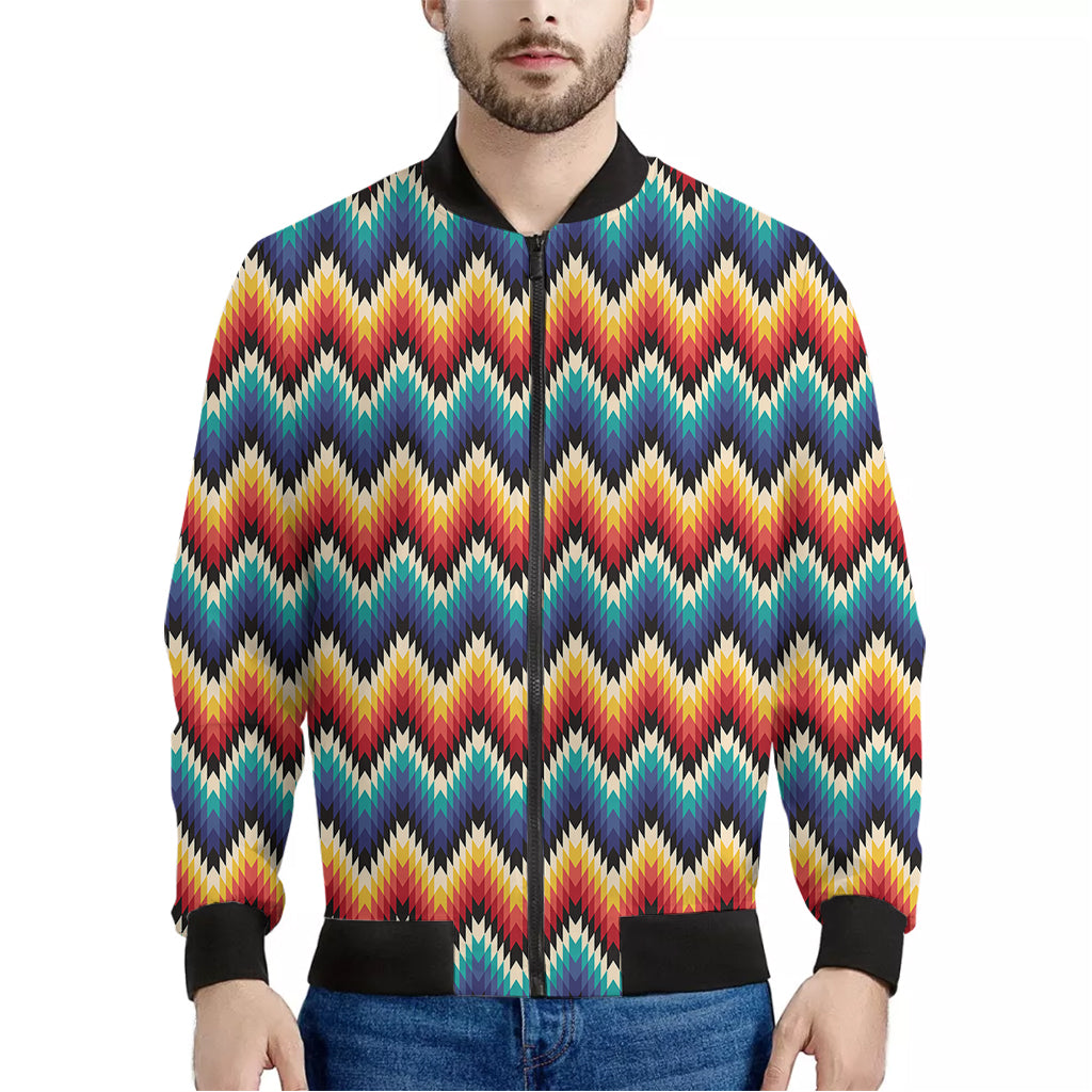 Native Tribal Inspired Pattern Print Men's Bomber Jacket