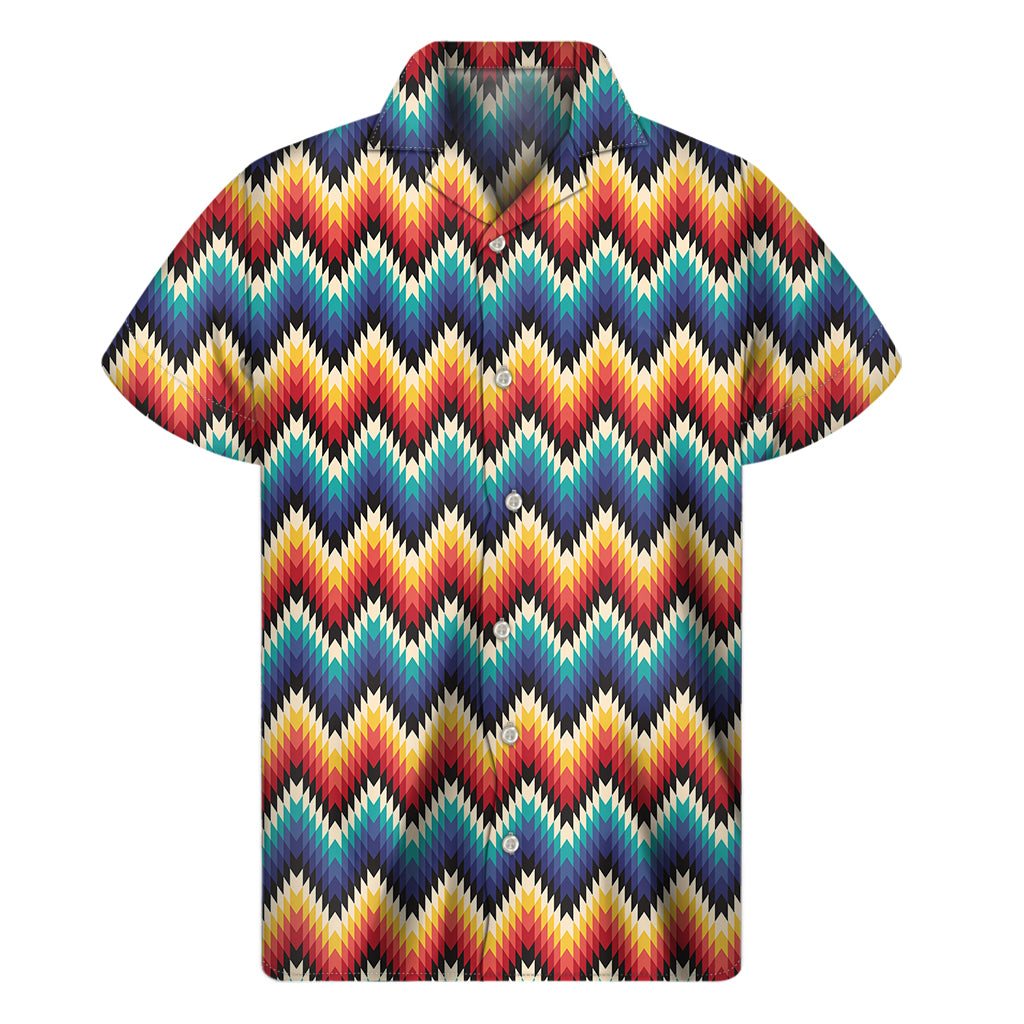 Native Tribal Inspired Pattern Print Men's Short Sleeve Shirt