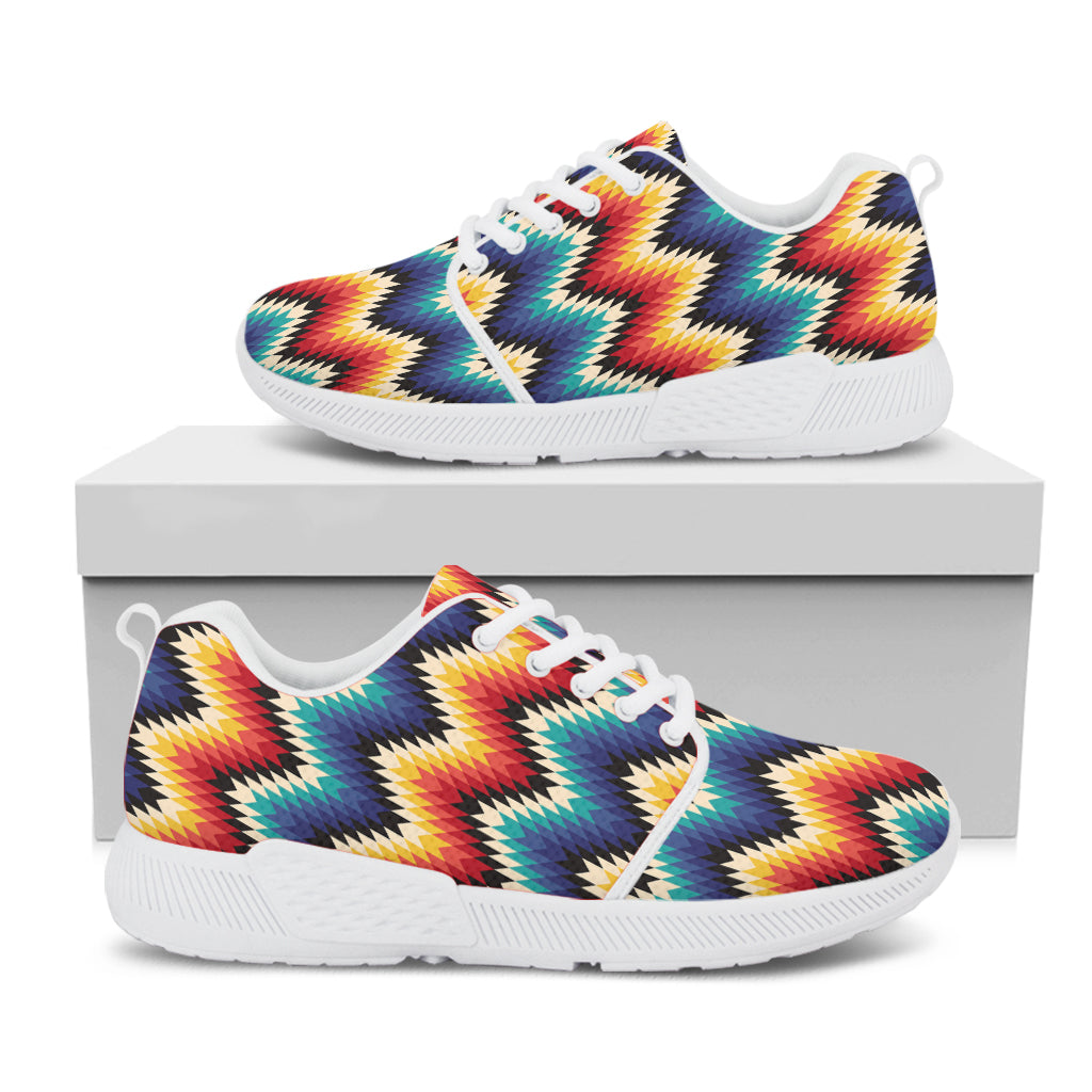 Native Tribal Inspired Pattern Print White Athletic Shoes