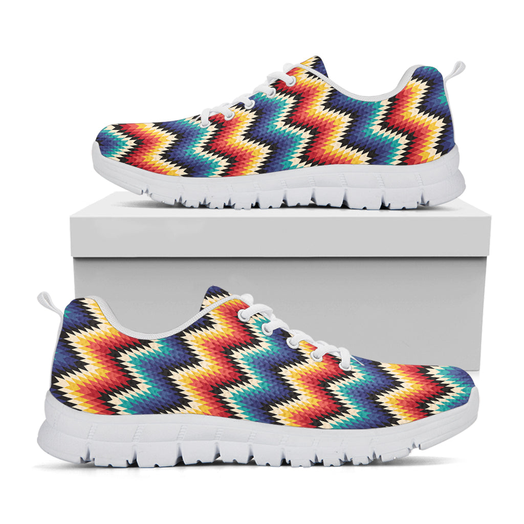 Native Tribal Inspired Pattern Print White Sneakers