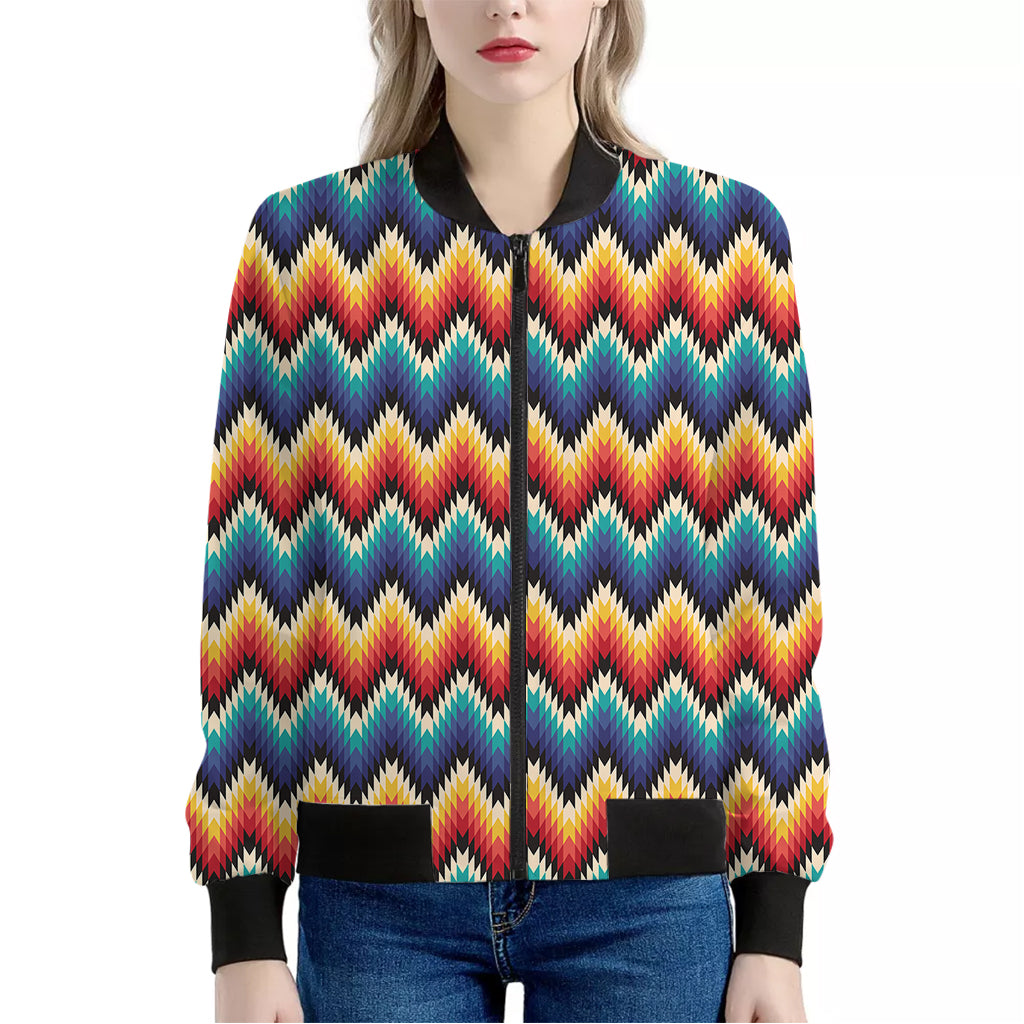 Native Tribal Inspired Pattern Print Women's Bomber Jacket