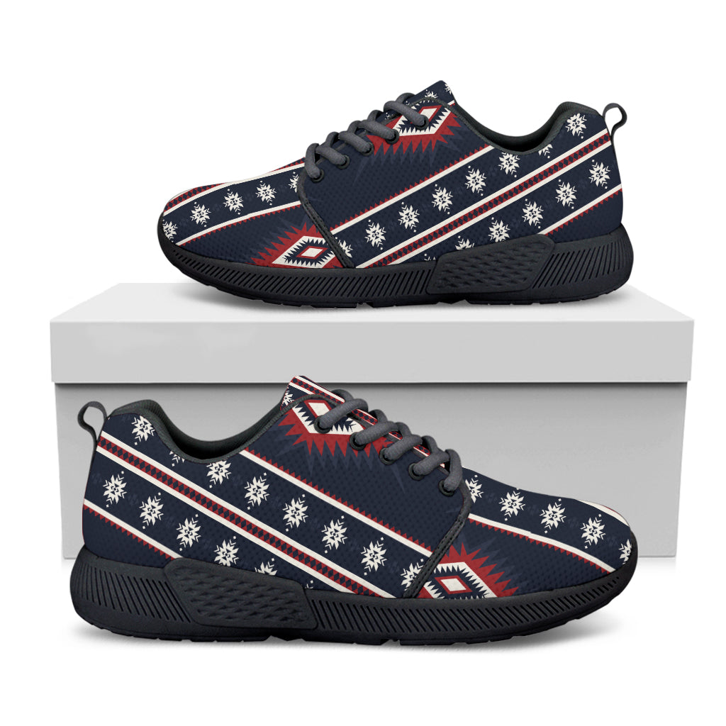 Native Tribal Navajo Pattern Print Black Athletic Shoes