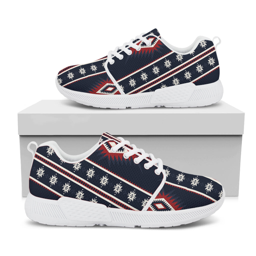 Native Tribal Navajo Pattern Print White Athletic Shoes