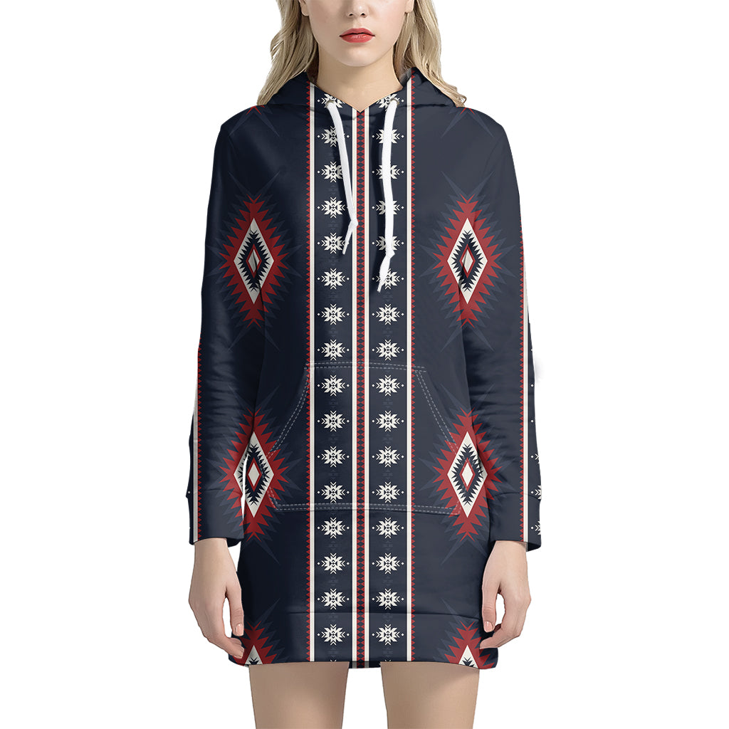 Native Tribal Navajo Pattern Print Women's Pullover Hoodie Dress