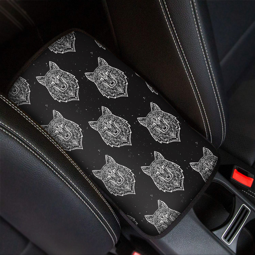 Native Tribal Wolf Pattern Print Car Center Console Cover