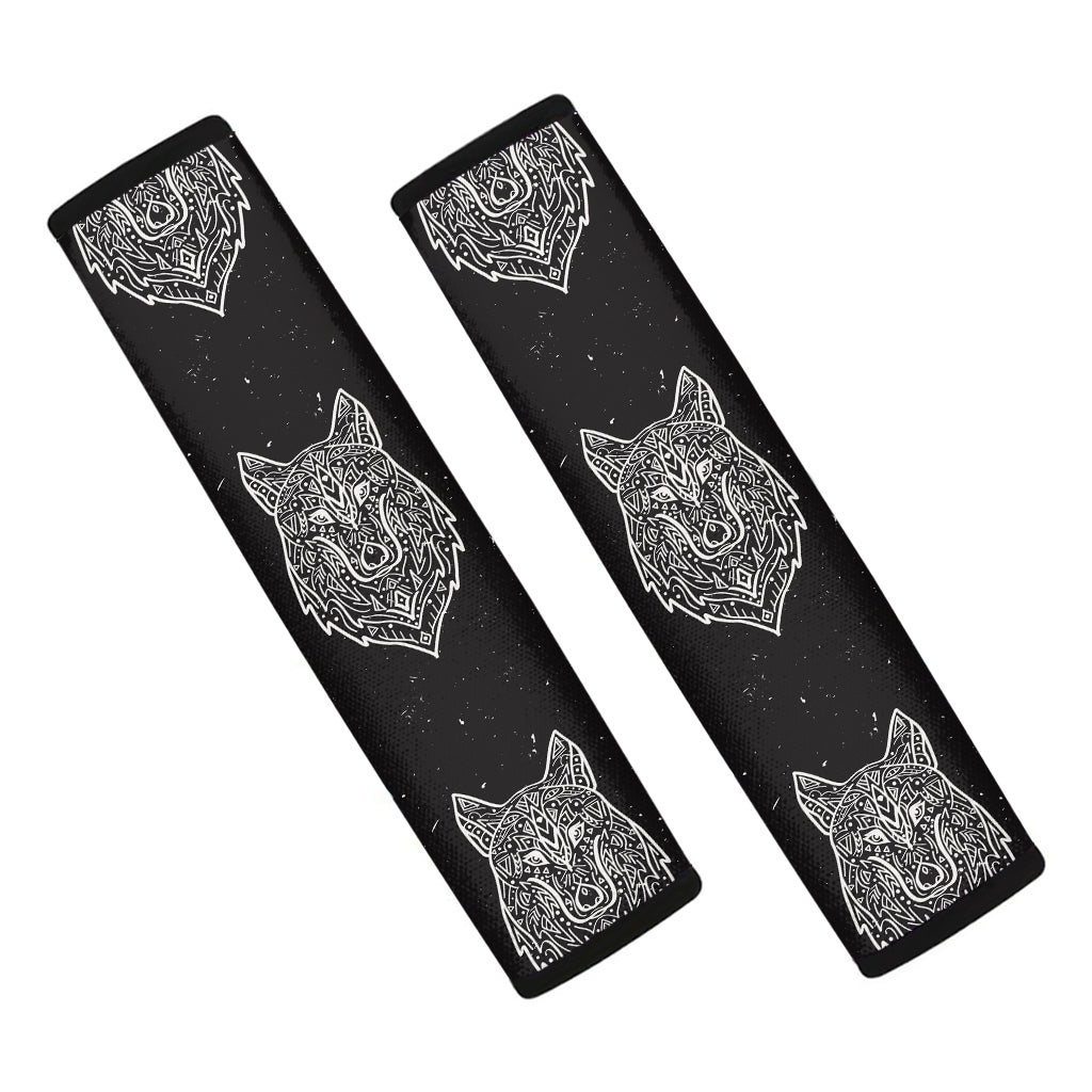 Native Tribal Wolf Pattern Print Car Seat Belt Covers