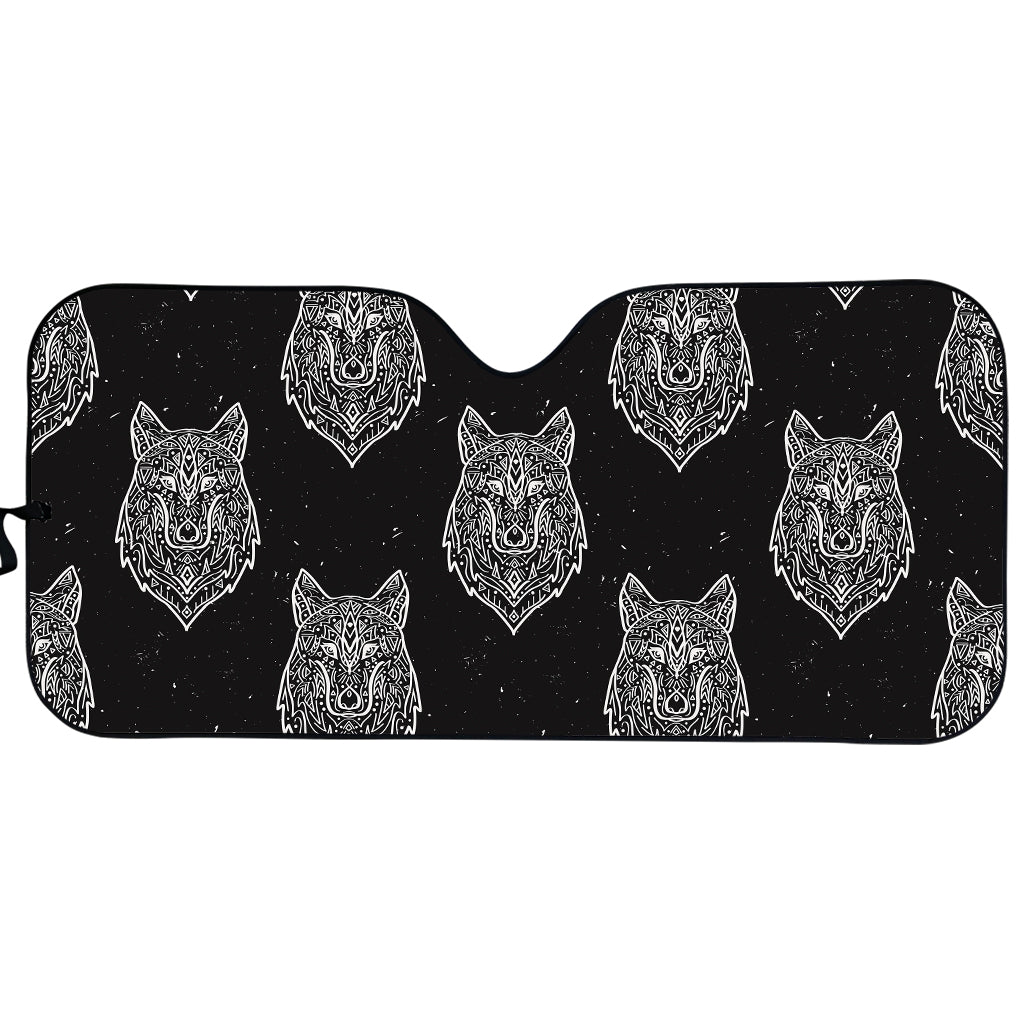 Native Tribal Wolf Pattern Print Car Sun Shade